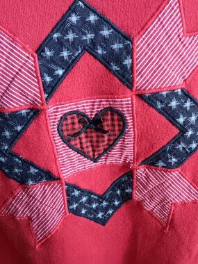 Vintage Heart cottagecore Women's Sweatshirt XL 90s Red Peter Pan Sweat Shirt